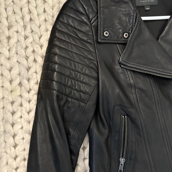 Mackage exclusively for Aritzia XS/TP Lambskin Black leather moto jacket - Picture 4 of 12
